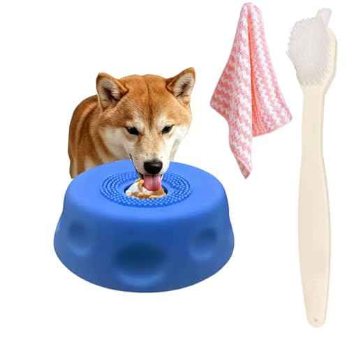Slow Feeder Dog Bowls,Paw Clam Lick Bowl for Liquid and Thick Treat - color: blue