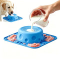 Slow Feeder Dog Bowls with Rolling Ball & Lick Mat for Dogs and Cats - color: Blue