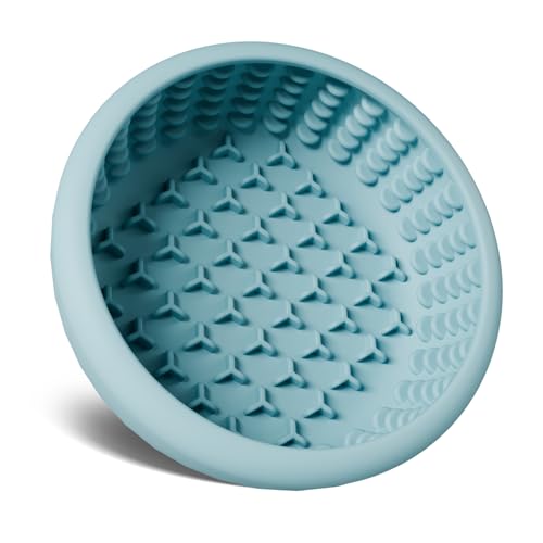 Dog Lick Bowl,Silicone Slow Feeder Bowls for Dogs and Cats - Wet Food, Suction Cups, Non-Slip Design (Blue, Large) - color: Blue, size: Large