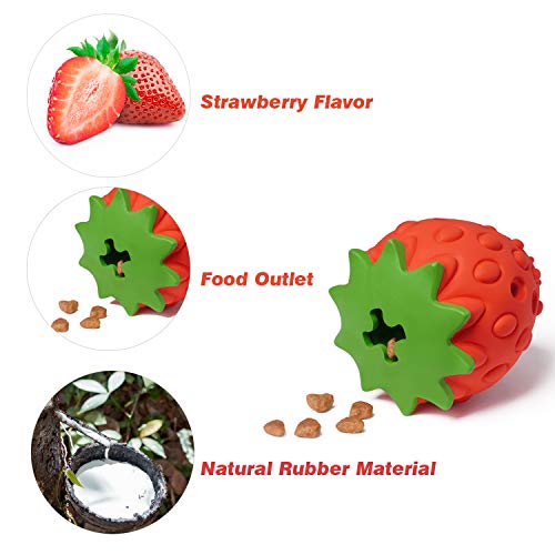 MewaJump Dog Rubber Chew Toys,Treat Food Dispensing Toy Puzzle Toys Ball - color: red strawberry