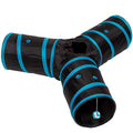 Cat Tunnel - Collapsible 3 Way Play Toy - Tube Fun for Rabbits, Kittens, and Dogs - Black/Aqua - color: Black/Aqua