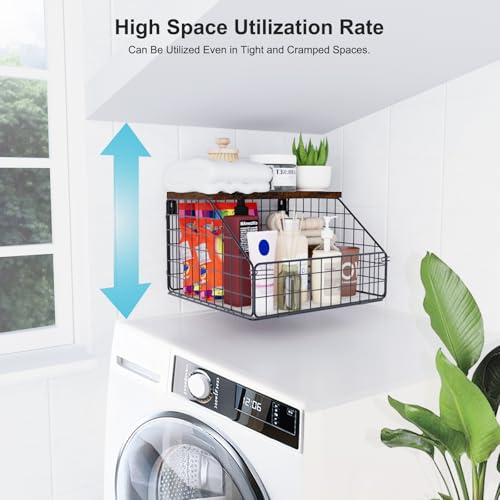 MSJGA Laundry Room Shelves, Wall Mounted Storage Basket, 11.8" Wx12 Dx8.5 H - size: 12"D