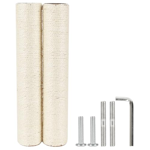 7.4cm 2.91in Diameter Cat Tree Scratching Post Replacement Sisal Pole Parts for Cat Tower (M8, 15.75in/40cm) - color: 15.75in/40cm, size: M8*2posts