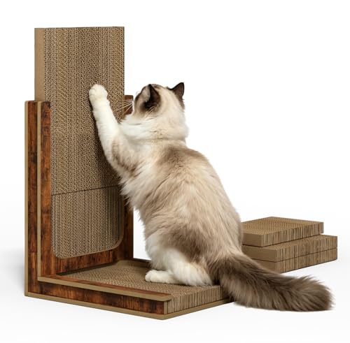 Deluxe Replaceable Cardboard Cat Scratcher, Easy Assembly & 3-Second Swap, Adjustable Height (16.9” or 23.6”) with 2 Full Pad Sets, Ultimate Value Bundle - size: 2 Full Pad Set+Reusable Frame