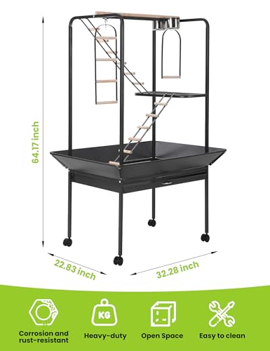 Garvee 64'' H Inch Birdcage Stand Play Center with Perches and Ladders - size: 64'' H