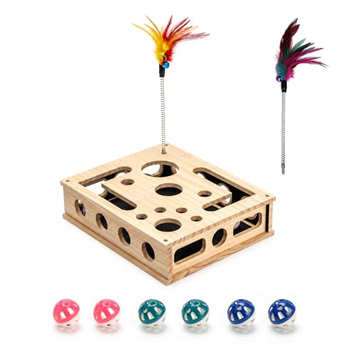 Cat Toys for Indoor Cats - Interactive Box Puzzle Toy Nail File Scratcher