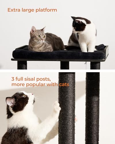 FourFurPets Modern Cat Tree for Large Cats, Full Sisal Cat Scratching Post - color: Black, size: 22"L x 15.7"W x 26.7"H