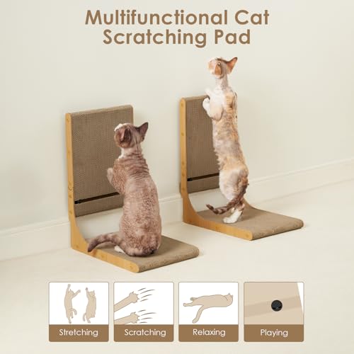 EHEYCIGA 2-Pack Cat Scratcher, 25.6 Vertical Indoor Cardboard Scratch Pad - size: Large 2PC (25.6'' tall)