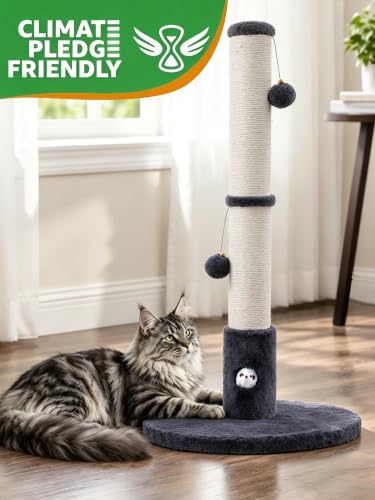 Woochpet Funny Cat Scratching Posts Sturdy Scratcher Posts 33'' Grey - color: Dark Grey, size: 33‘’