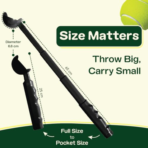 Kompact9 | Retractable Pocket-Sized Ball Launcher, Eco-Friendly & Portable Dog Fetch Toy, Made from Recycled Plastic, UK Designed, Fits Standard Tennis Balls Perfect Dog Exercise Equipment | Black