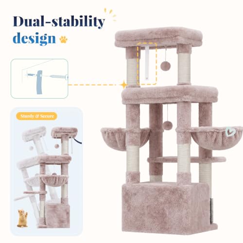 Hey-brother Cat Tree Tower with Extra Large Platform, Big Condo, MPJ070MU - color: Muchroom, size: 51.1 inches