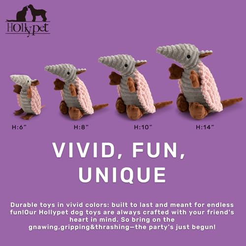 Hollypet Armadillo Squeaky Puppy Dog Toys for Small Medium Dogs, 8" - color: Light Pink, size: 8 IN