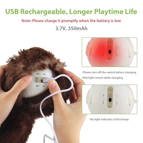 PETGEEK Vibrating Squeaky Dog Ball, USB Rechargeable 350mAh Toy, Brown - color: Brown-350mAh