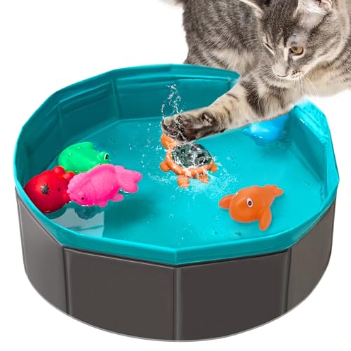 Cat Pool Toy, Cat Enrichment Toy, Portable Play Mat (1pcs Pool + 6pcs Toy)