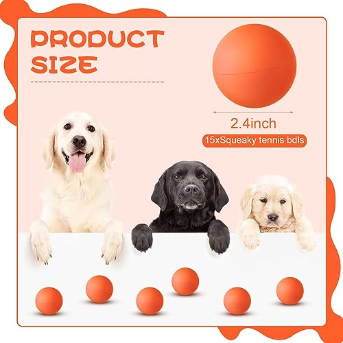 Hiboom 15 Pack Natural Rubber Dog Tennis Balls for Fetch, Orange - color: Orange