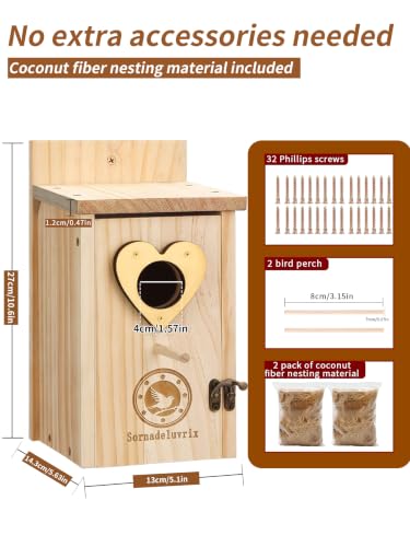2PC Cedar Bluebird Houses for Outside with Nesting Material