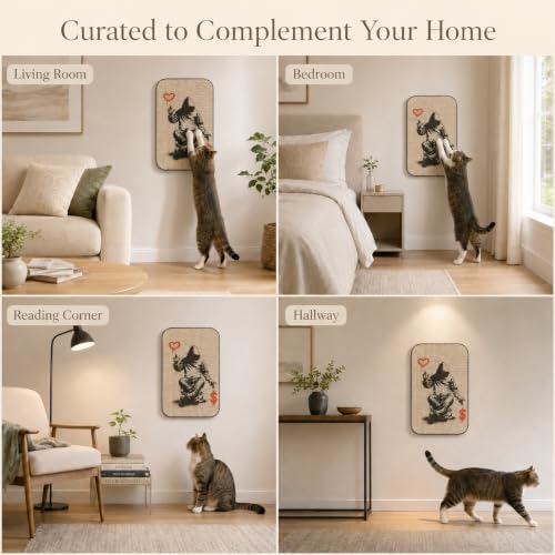 Cat Wall Scratcher, Art Cat Scratching Board for Indoor Cats - color: Love Over Money