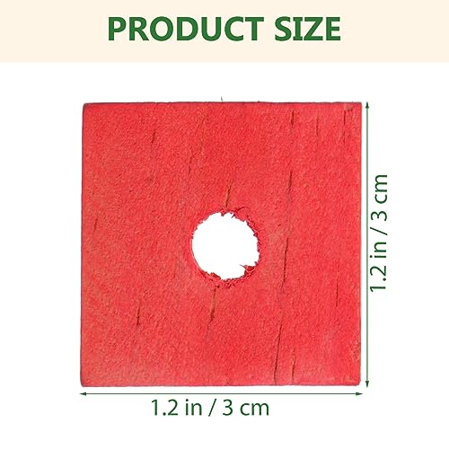 Parrot Wood Chip Toy 100 Pcs DIY Bird Toys Supplies Chew Blocks with Hole Mixed Color Bite Toy Pieces for Parrots Cockatiels Parakeets Small Birds Cage Activity
