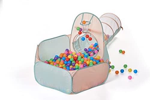 UTEX 3 in 1 Pop Up Play Tent with Ball Pit, Indoor/Outdoor Playhouse - color: Pink/ Green & Ball Pit