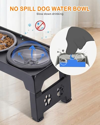 LALOBLUE Collapsible Dog Bowls Raised Elevated Adjust Stand