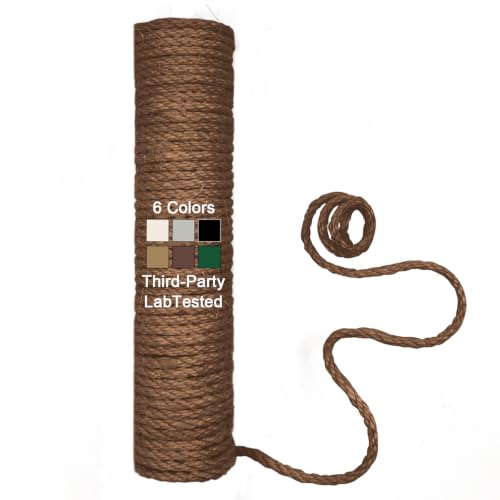 1/4in 32FT Natural Sisal Rope for Cat Tree, Cat Scratch Rope Replacement - color: Coffee Brown, size: 32FT