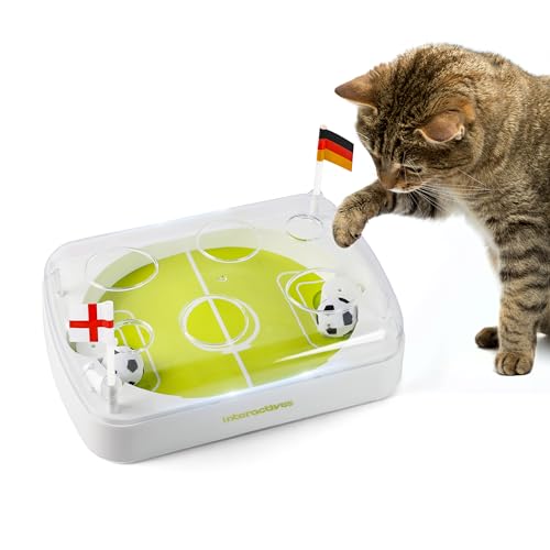 ALL FOR PAWS Interactive Cat Toy with Soccer Field Design, Automatic Moving Cat Ball with LED Lights & Catnip, Mentally Stimulating Enrichment Toy for Indoor Cats, USB Rechargeable