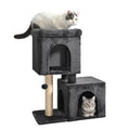 Amazon Basics 30-Inch Cat Tree Tower, Activity Center with 2 Plush Condos, Sisal Scratching Post and Hanging Pompom, Gray - size: 30 in