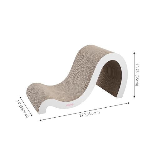 CSR1013B Kona 27" Modern Cardboard Double-Sided Wave Cat Scratcher with Catnip, Cloud - color: White