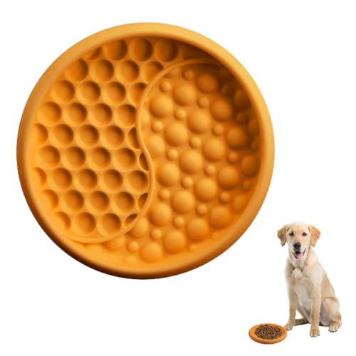 Dog Lick Bowl, Silicone Anti-Choking Cat Feeding Bowls Non-Slip Pet Slow Feeder Bowl with Suction Cups for Dogs Cats - color: Orange