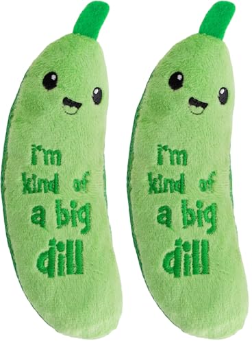 Catstages Crunchy Pickle Kicker Cat Toy – Plush Crinkle Toy with Catnip and Dental Mesh, 6.5" (Pack of 2)