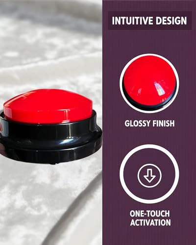 Dog Talk Buttons Voice Recording Button for Communication and Pet Training 30-Second Record & Playback Talking Button for Study, Office, Family, and Kids (red, one) - color: red