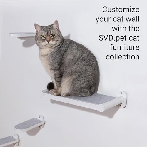 SVD.PET Cat Wall Shelves, 17" x 8" Cat Wall Furniture with Felt Pad, Simple and Modern Design Wal Mounted Platforms for Pet Sleeping and Playing, Easy to Install and to Clean(White) - color: White, size: Cat Shelf