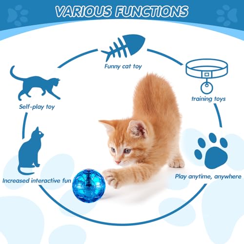 Frienda 4 Pcs Light up Cat Ball LED Motion Ghost Hunting Cat Ball, Colorful - color: Colorful