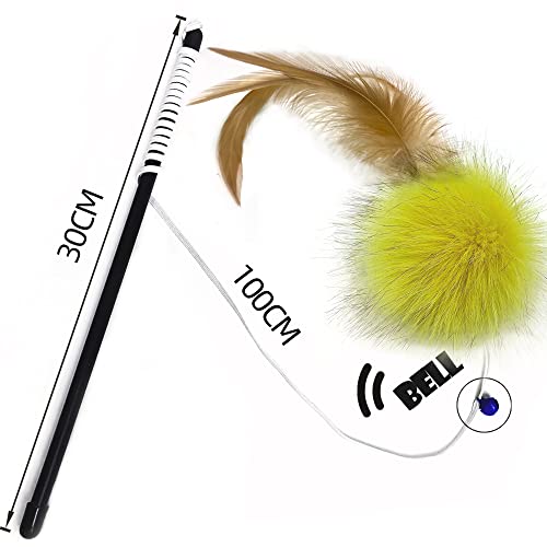 Cat Toys - Rainbow Wand, Feather Flips Plush Ball, Interactive Feather Teaser for Kitten Exercise - 3 Pack - color: pack3