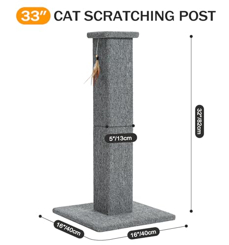 Made4Pets Cat Scratching Post for Indoor Cats, Carpet Cat Scratcher, 32" - color: Grey-Carpet