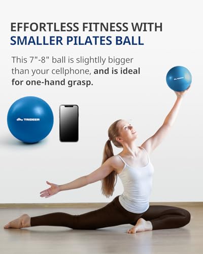 Trideer 7-8 Inch Pilates Ball with Pump, Small Exercise Ball, Core & Rehab - color: Blue