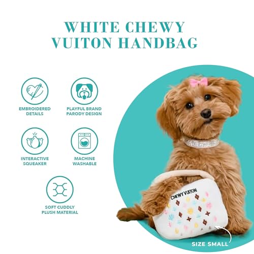 Haute Diggity Dog Chewy Vuiton Handbag Plush Dog Toy, Designer Parody Toy - color: White Purse, size: X-Large