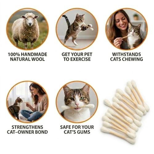 Glaciart One Swabs Cat Toys with Catnip - 6 Pk | Durable for Chew, Cute Cat Toys Interactive Kitty for Boredom, Exercise, & Play | Filled w/Organic Catnip for Anxiety & as Digestive Aid | Gift Idea - color: Beige Swabs, size: Regular