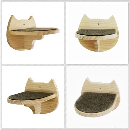 SHENGOCASE 5-Pack Natural Wood Wall Mounted Cat Steps - size: A