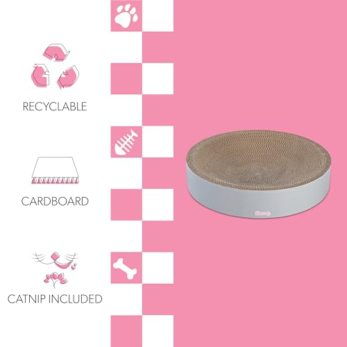 CSR1010K Nelson 20.13" Modern Cardboard Round Bowl Cat Scratcher with Catnip, Fog - color: Gray