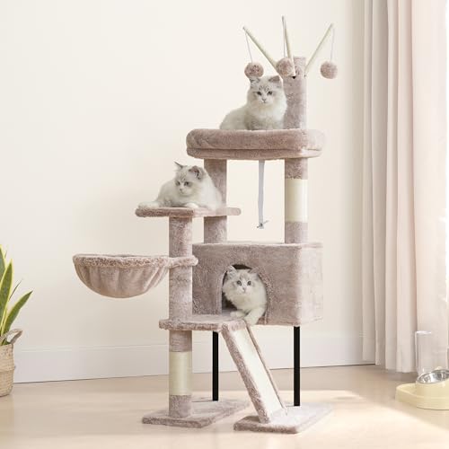Gitelsnour Cat Tree Tower for Indoor Cat, Top Platform with Toy, GCT006SMU - color: Muchroom, size: 47.24 inches