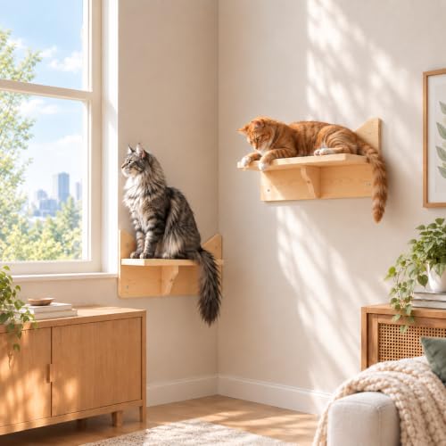 Cat Wall Shelves, 2-Piece Cat Wall Step for Large Cats - size: 2 pcs