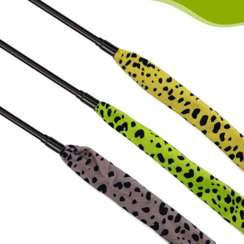 Interactive Cat Toy Wand with Catnip Mouse, Cat Teaser Wand Rainbow String for Bored Indoor Adult Cats and Kittens (3 Pack Snake) - size: 3 Pack Snake