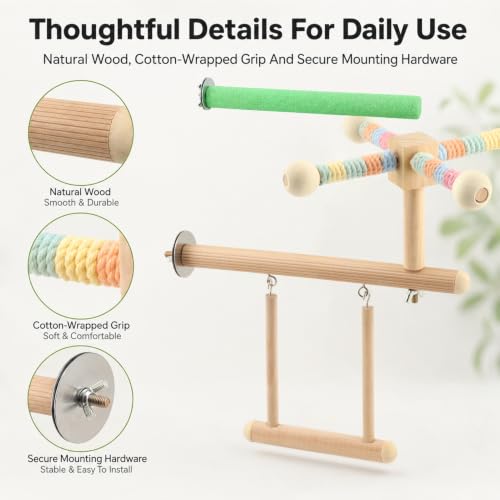 Bird Swing Toy & Bird Spinning Perch for Cage, Parakeet Toys, 360° Spin