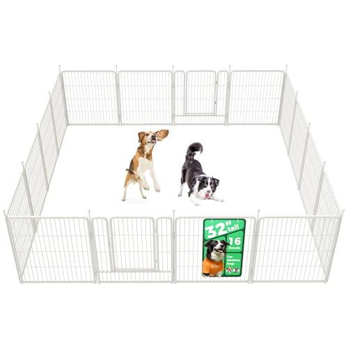 FXW Rollick Dog Playpen, Indoor, Yard & RV Camping, 32" H, 16 Panels - color: White, size: 32"H