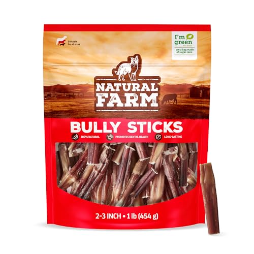 Natural Farm 2-3 Inch Bully Sticks for Small Dogs & Puppies, 1 lb - size: 2-3" Standard - 1 lb