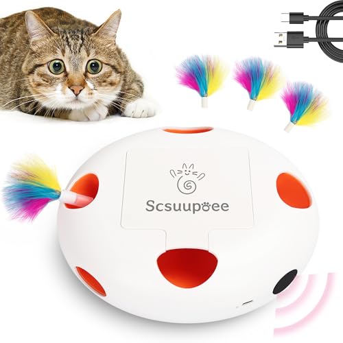 Rechargeable Interactive Cat Toy, White - color: White
