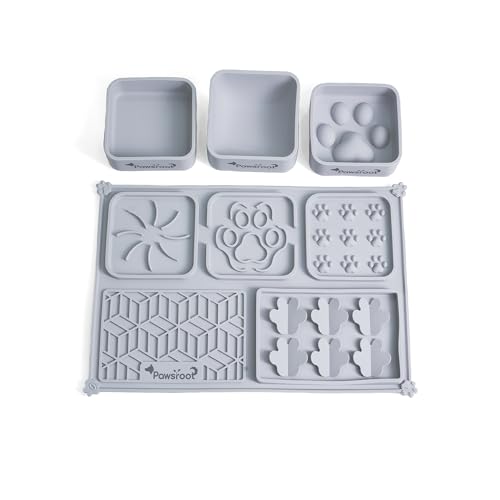 Extra Large Dog Lick Mat & Slow Feeder Bowl Set - XXL Silicone Enrichment Tray for Large Breeds - 2-in-1 Calming Puzzle Toy with 3 Removable Bowls (Dove Grey) - color: Dove Grey
