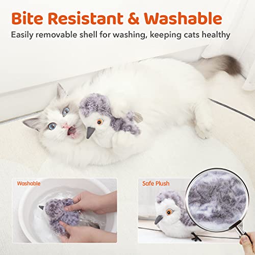 Potaroma Cat Toys Flapping Bird (No Flying), Lifelike Sandpiper Chirp Tweet, Rechargeable Touch Activated Kitten Toy Interactive Cat Exercise Toys for All Breeds Cat Kicker Catnip Toys 4.0" - style: Male Sandpiper