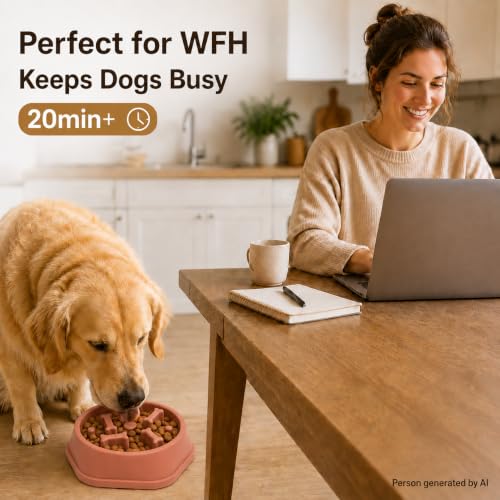 Slow Feeder Dog Bowl,Suitable for Small and Medium Breeds.Pink - color: Pink